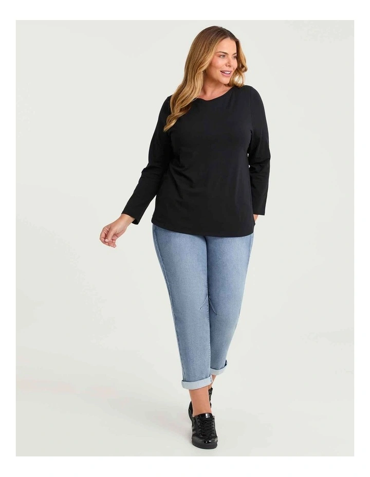 Australian Cotton Boat Neck Top Black image 4