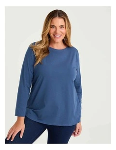 Australian Cotton Boat Neck Top Steel