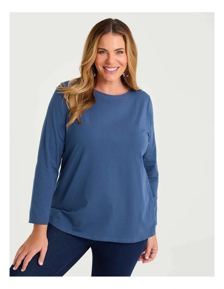 Australian Cotton Boat Neck Top Steel image 1