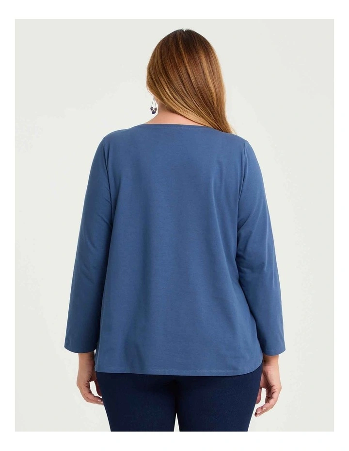 Australian Cotton Boat Neck Top Steel image 2