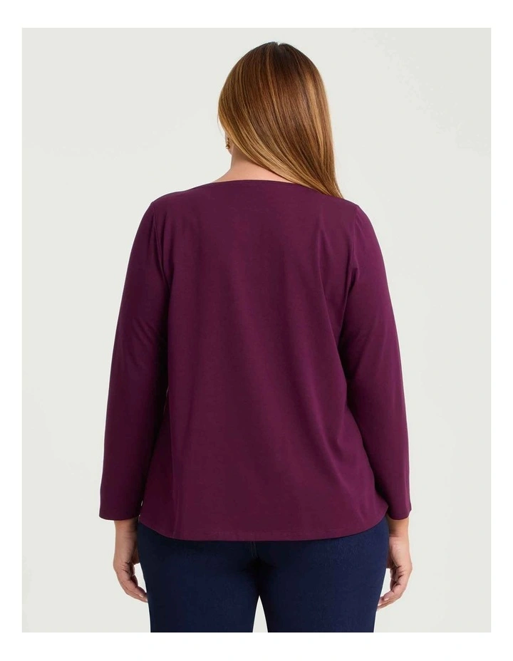 Australian Cotton Boat Neck Top Wine image 2