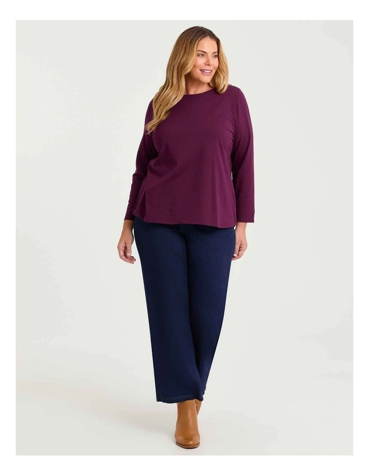 Australian Cotton Boat Neck Top Wine image 3