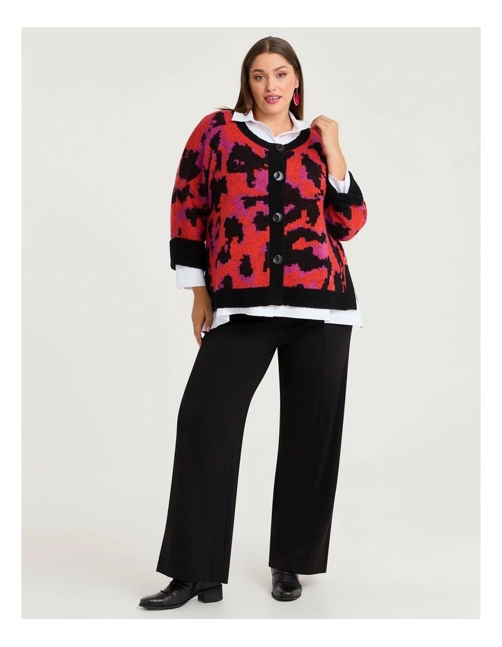 Leopard Wool Mix Knit Cardigan Red Leopard image 4