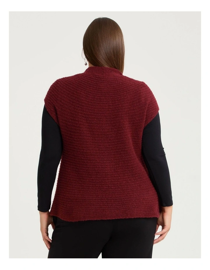 Pocket Wool Mix Knit Gilet Vest Rhubarb Red image 2