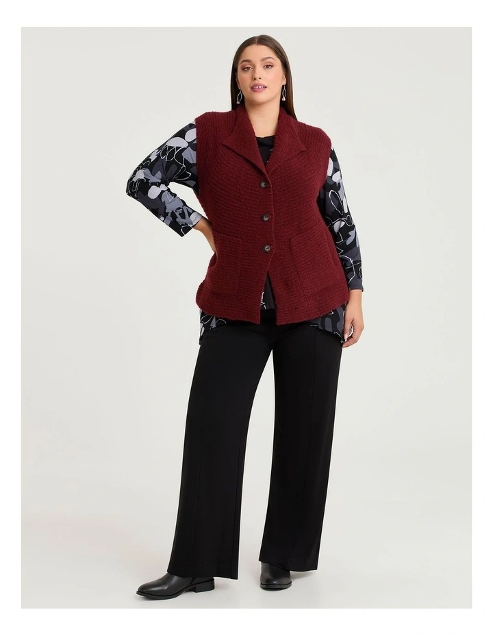 Pocket Wool Mix Knit Gilet Vest Rhubarb Red image 4