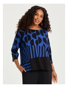 Natural Horizon Top in Multi Spot Print