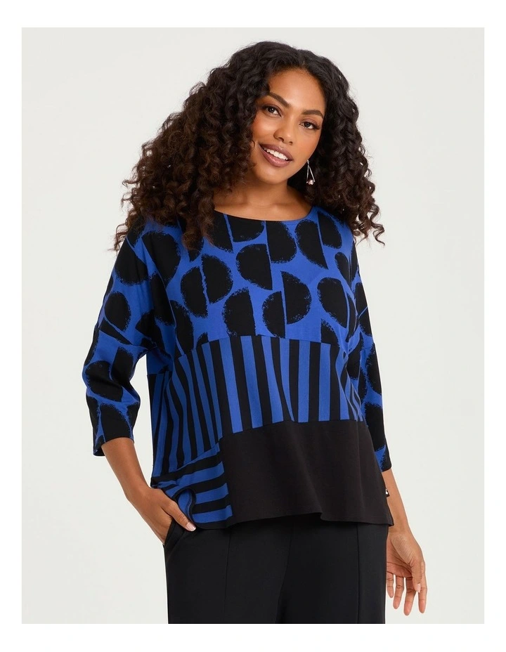 Natural Horizon Top in Multi Spot Print image 1