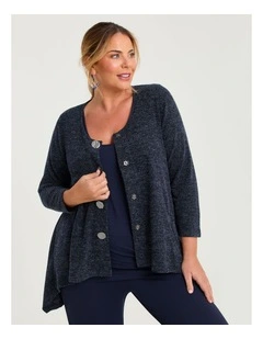 Waffle Snug Cardigan Indigo Melange