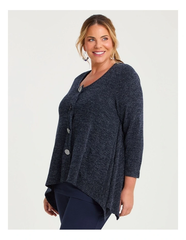 Waffle Snug Cardigan Indigo Melange image 3