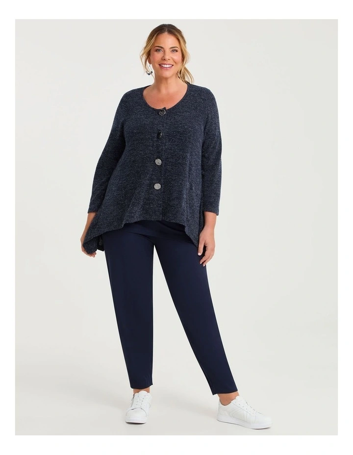 Waffle Snug Cardigan Indigo Melange image 4