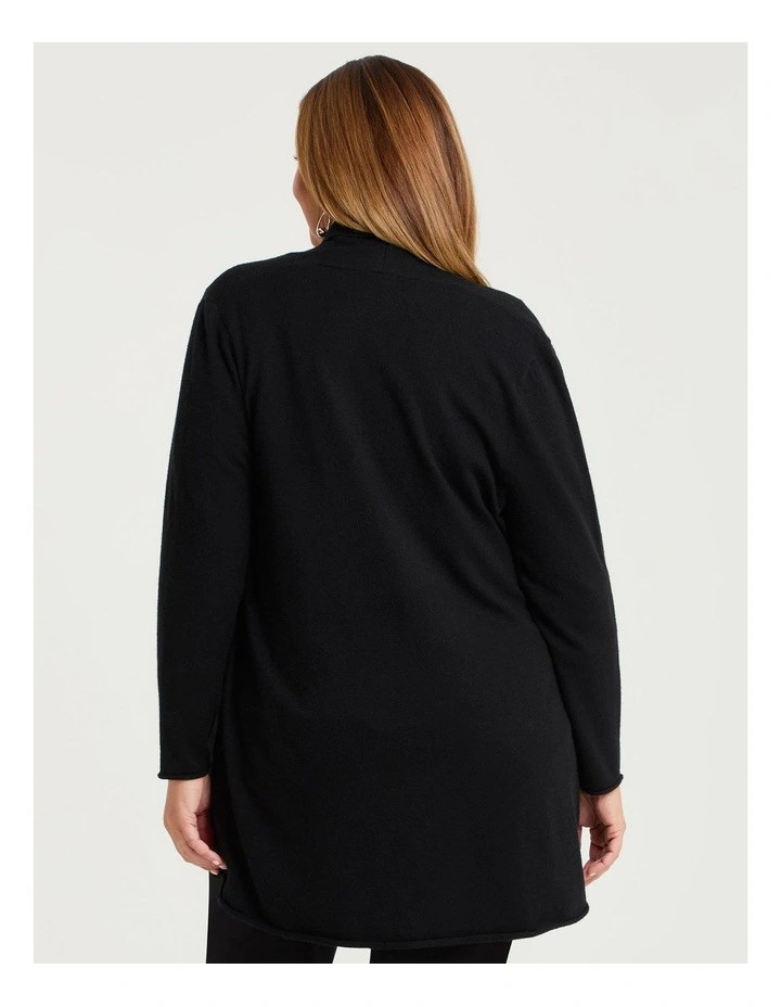 Drape Collar Cozy Cardigan Black image 2