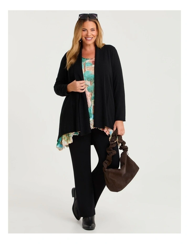 Drape Collar Cozy Cardigan Black image 4