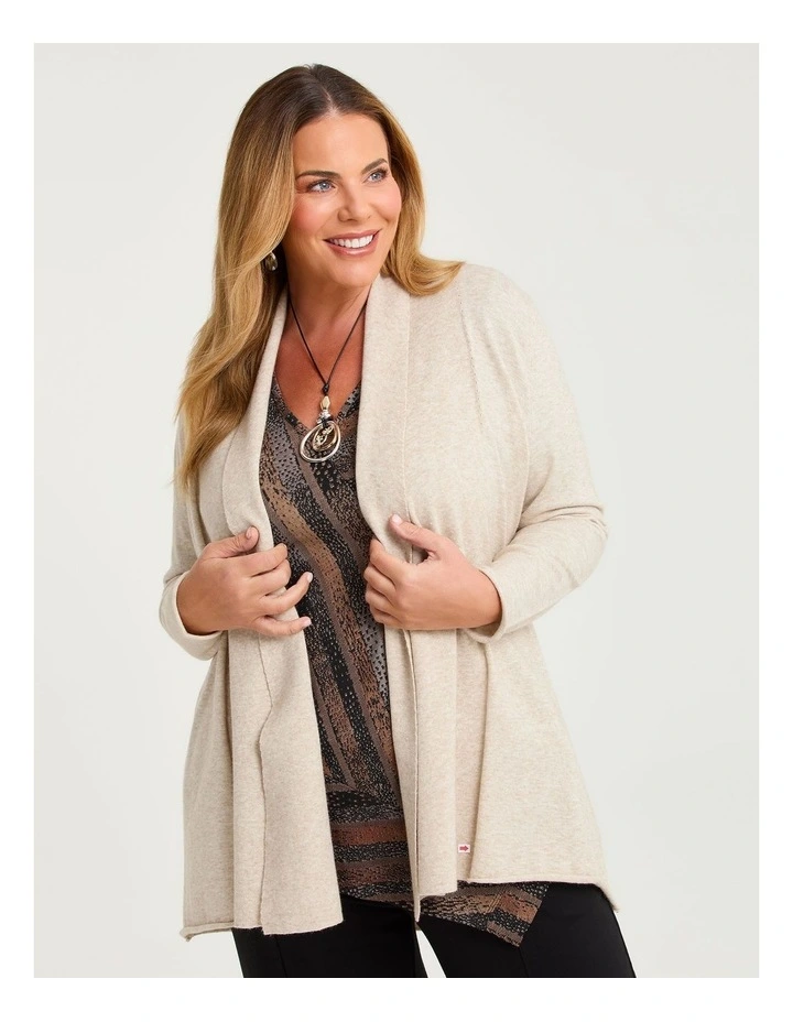 Drape Collar Cozy Cardigan Oatmeal image 1