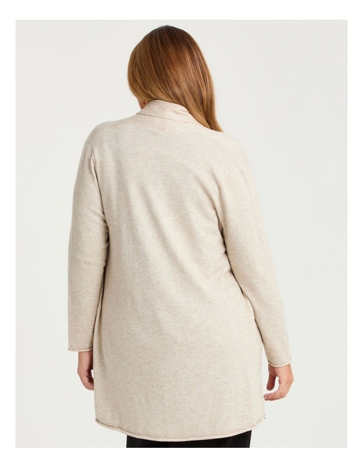 Drape Collar Cozy Cardigan Oatmeal image 2