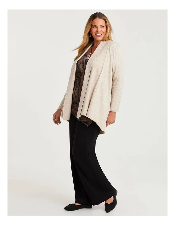 Drape Collar Cozy Cardigan Oatmeal image 3