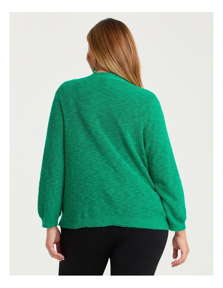Haven V Neck Cotton Linen Cardigan in Jade Green image 2