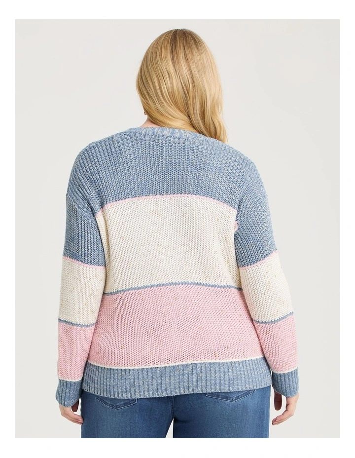 Block Stripe Lurex Cardigan Pastel Stripe image 2