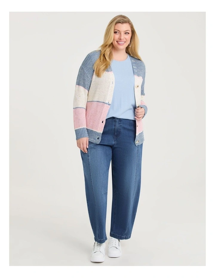 Block Stripe Lurex Cardigan Pastel Stripe image 3