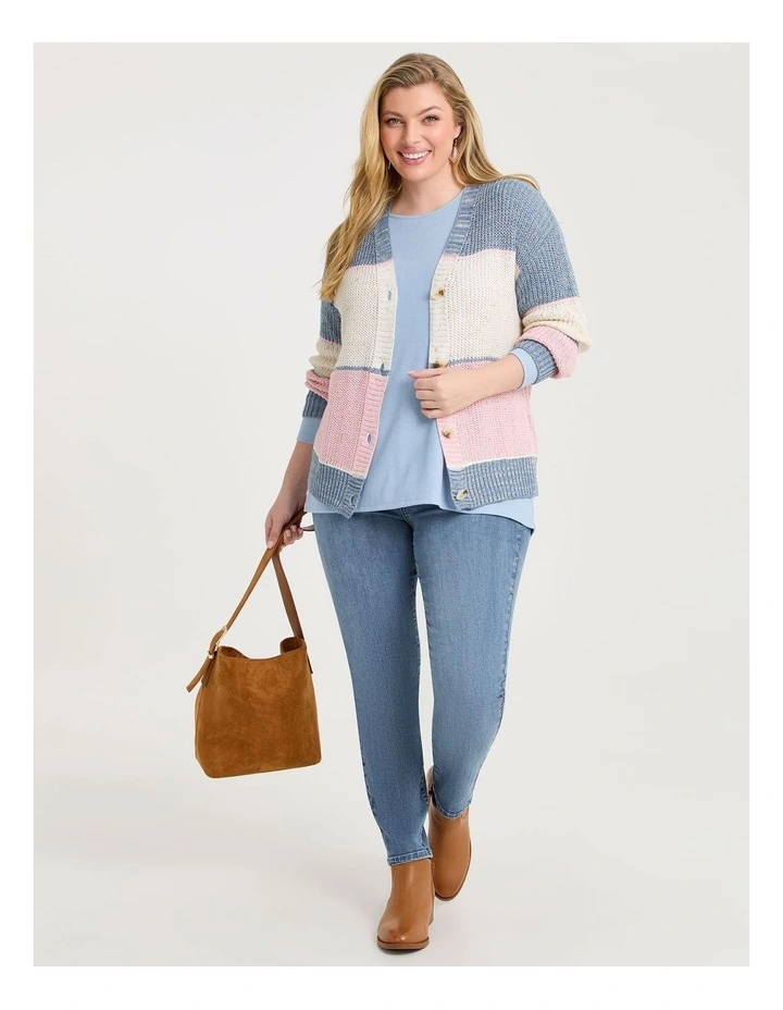 Block Stripe Lurex Cardigan Pastel Stripe image 4