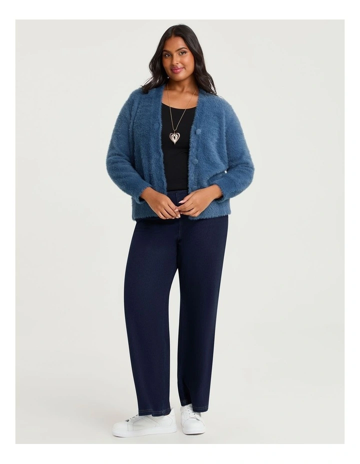 Fluffy Knit Short Cardigan Steel image 3