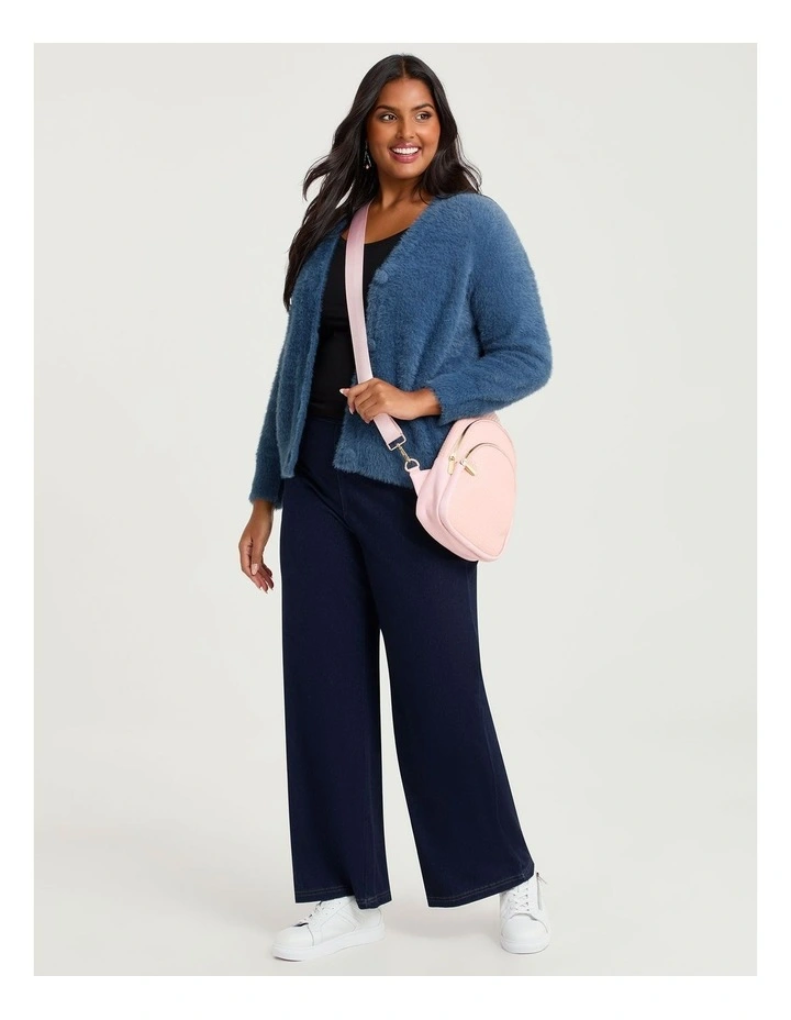 Fluffy Knit Short Cardigan Steel image 4