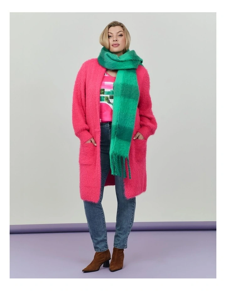 Fluffy Knit Cosy Cardigan Pink Flambe image 7