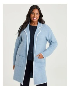 Blanket Stitch Coatigan Blue Mist