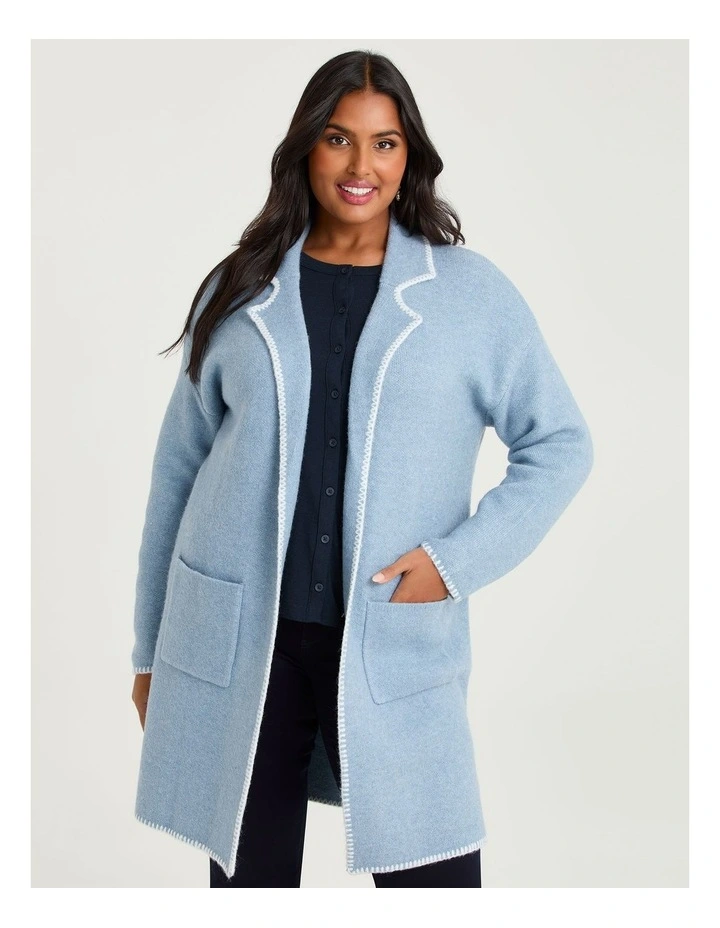 Blanket Stitch Coatigan Blue Mist image 1