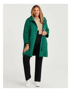 Pinch Tuck Taffeta Reversible Coat Jade Green/print