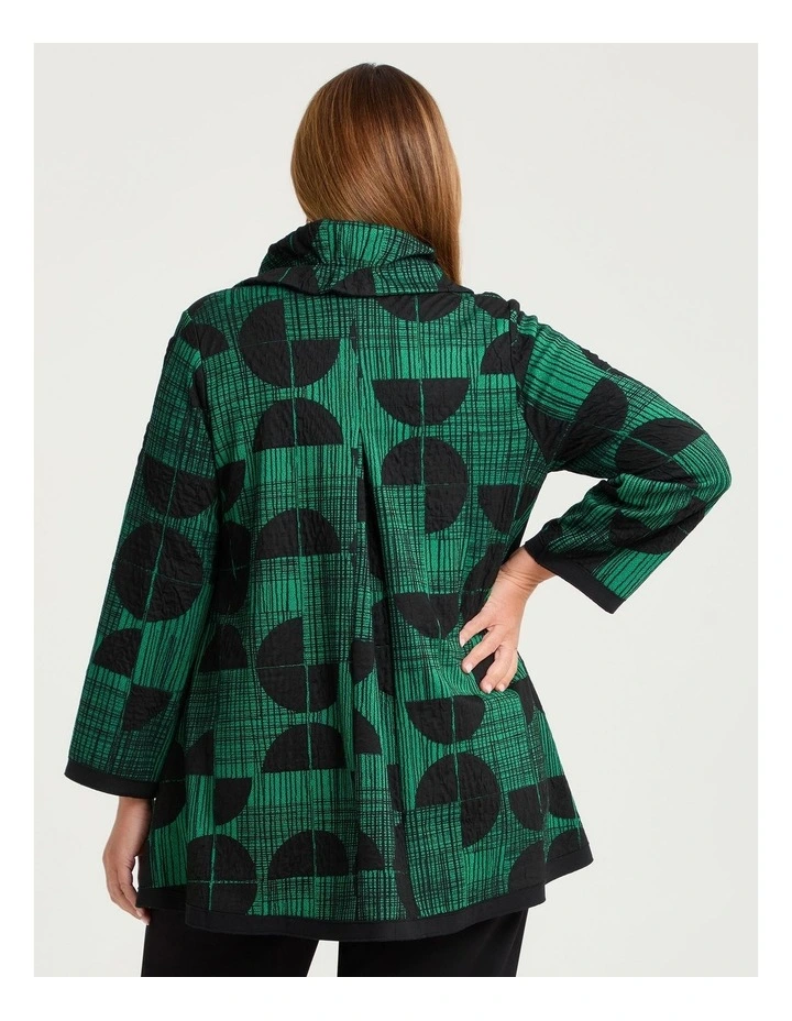 Pinch Tuck Taffeta Reversible Coat Jade Green/print image 3