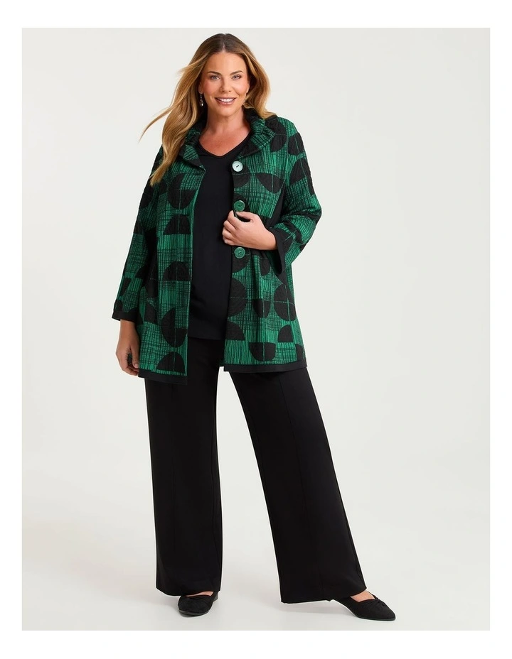 Pinch Tuck Taffeta Reversible Coat Jade Green/print image 5