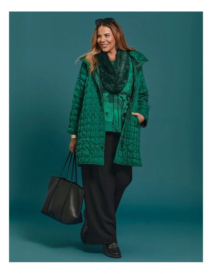 Pinch Tuck Taffeta Reversible Coat Jade Green/print image 6