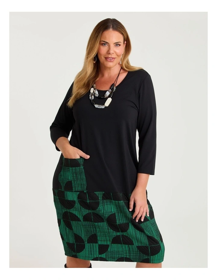 Eclipse Spliced Natural Dress Black/jade Green image 3