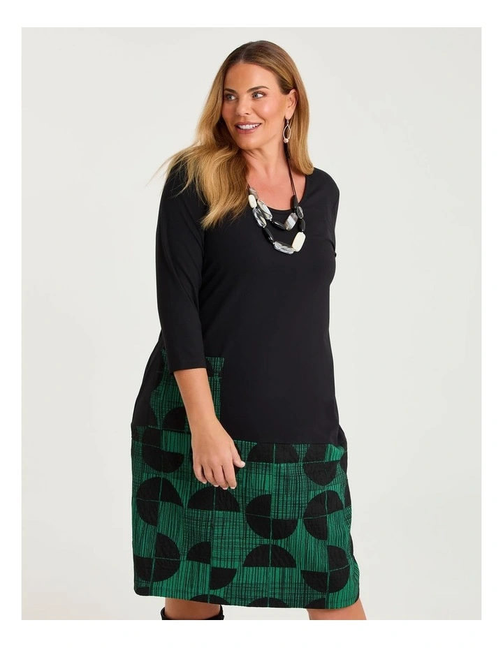 Eclipse Spliced Natural Dress Black/jade Green image 4