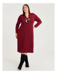 Natural Halo Ponte Rouge Dress Deep Red/black