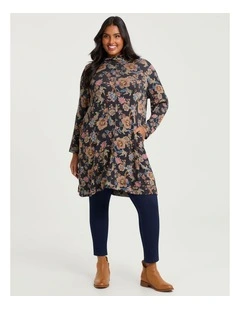 Bamboo Cosy Knit Mock Neck Dress Print