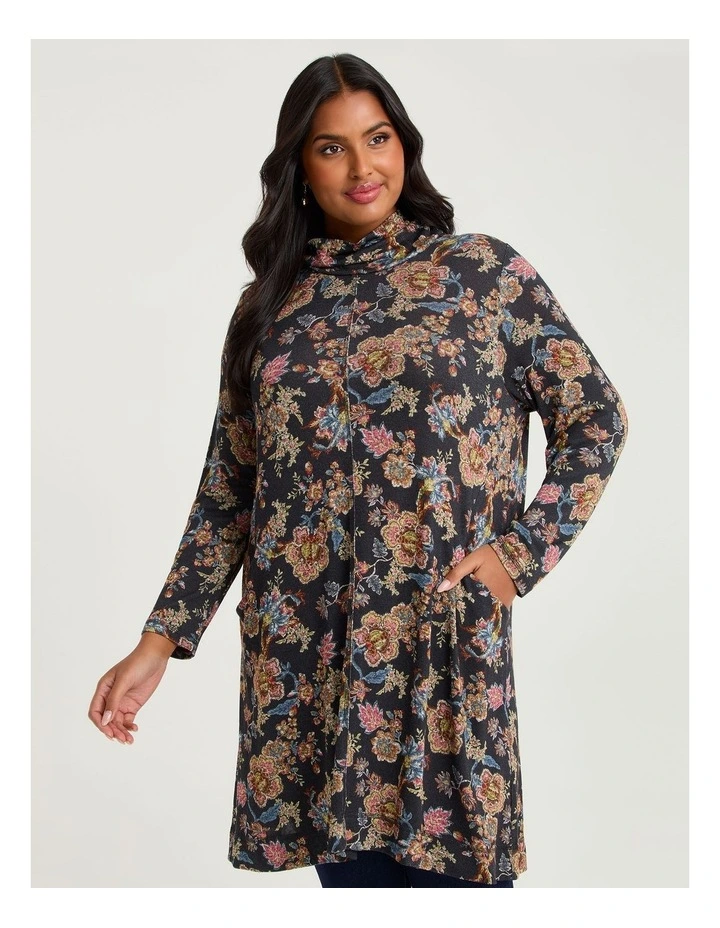 Bamboo Cosy Knit Mock Neck Dress Print image 3