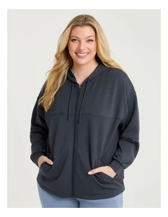 Luxe Touch Seam Detail Hoodie Platinum Steel