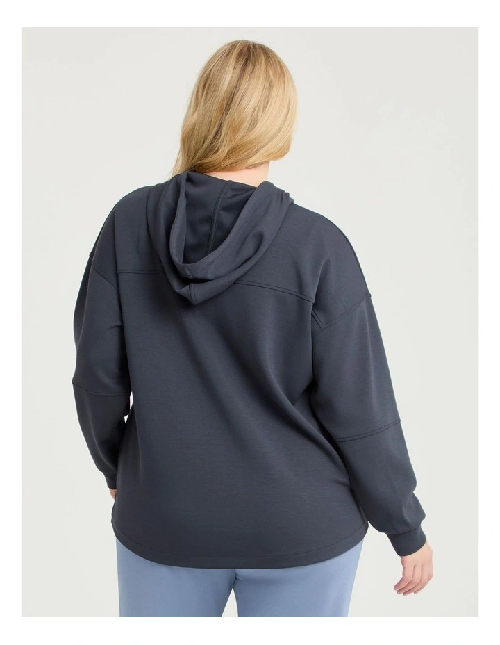 Luxe Touch Seam Detail Hoodie Platinum Steel image 2