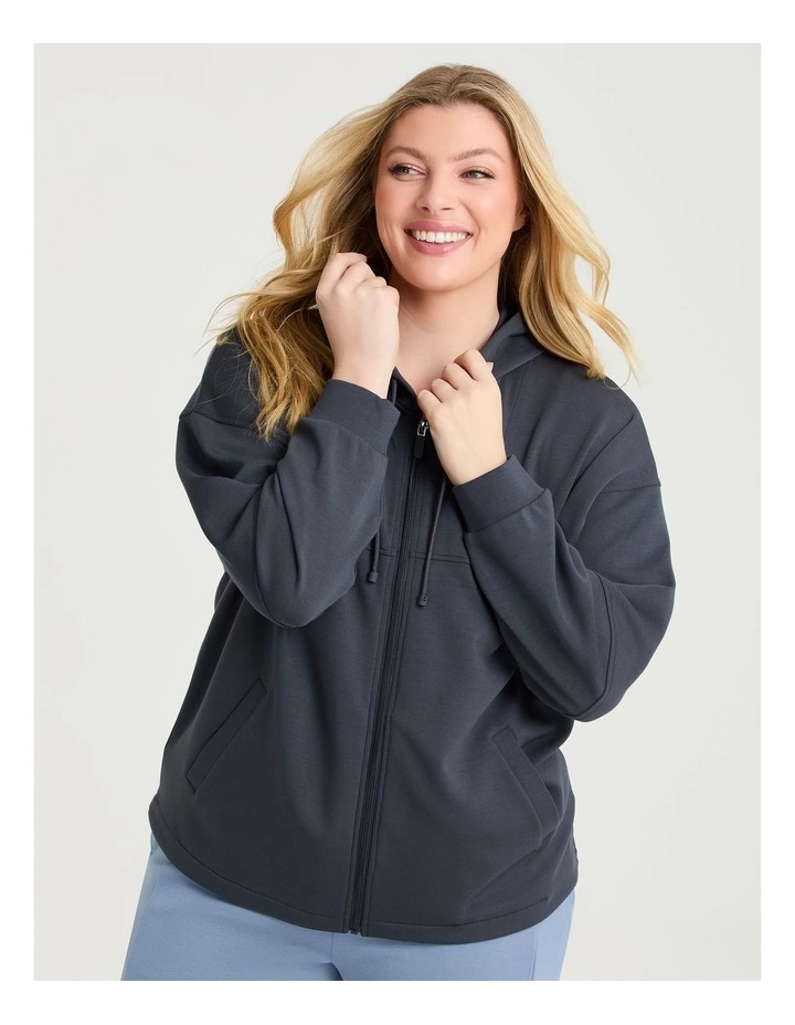 Luxe Touch Seam Detail Hoodie Platinum Steel image 3