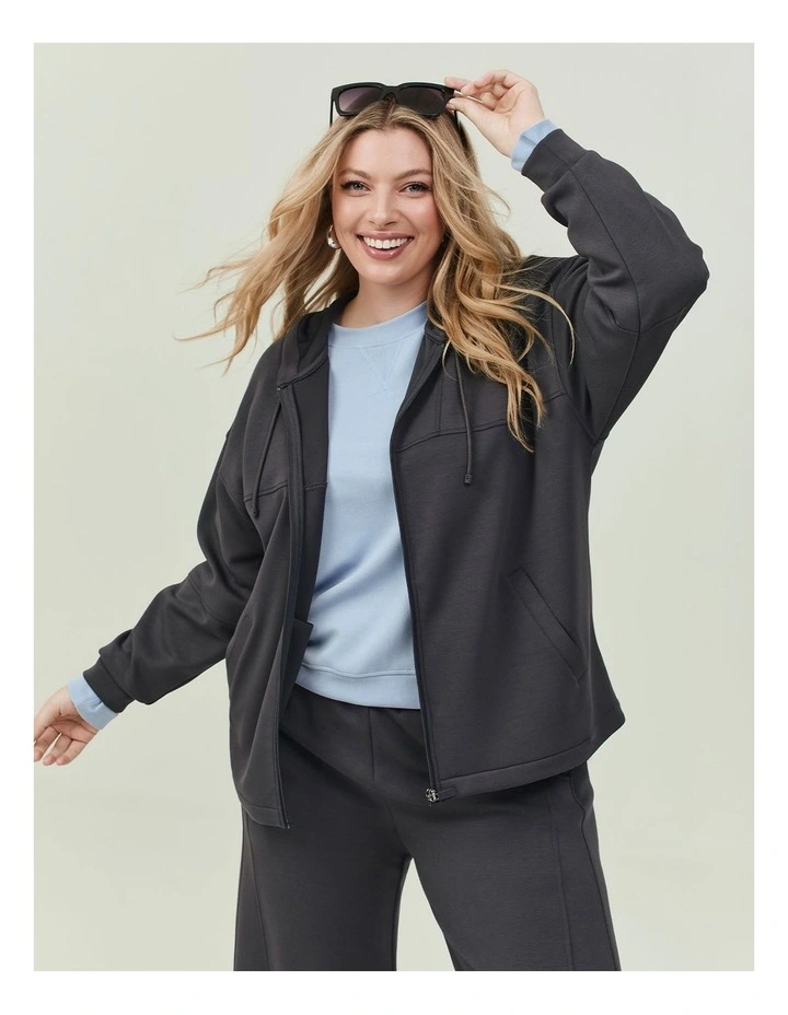 Luxe Touch Seam Detail Hoodie Platinum Steel image 5