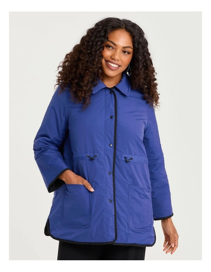 Reversible Maia Shower Jacket in Lapis Blue and Black image 1