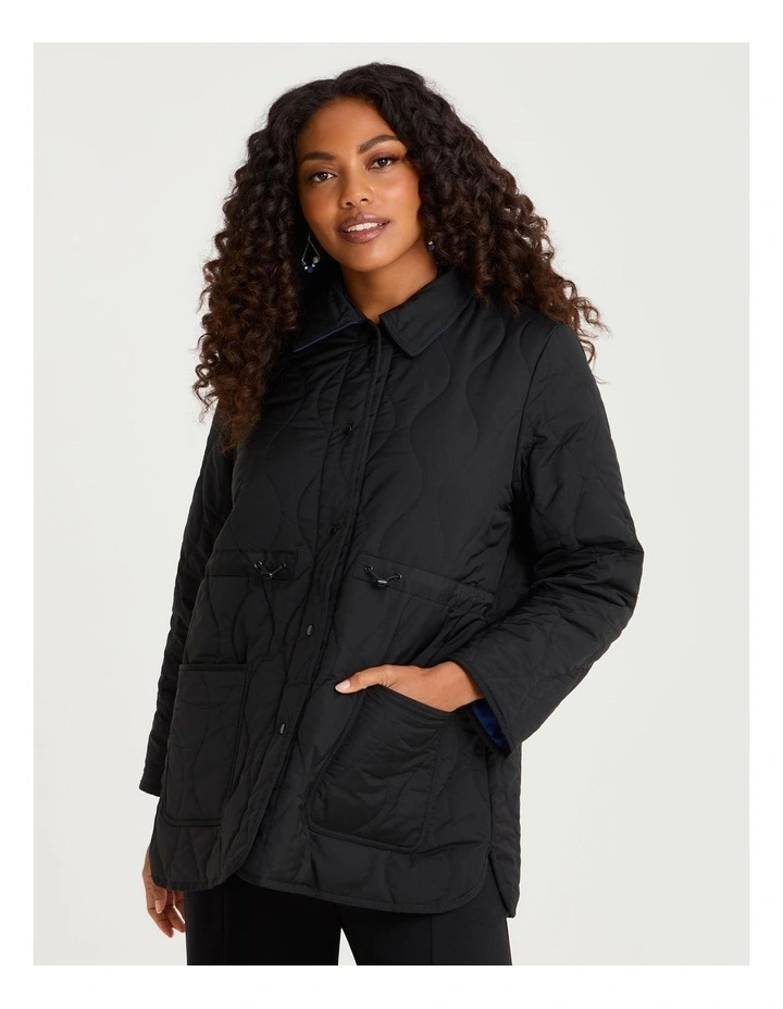 Reversible Maia Shower Jacket in Lapis Blue and Black image 2