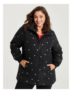 Quilted Puffer Jacket Print in Mini Star Print