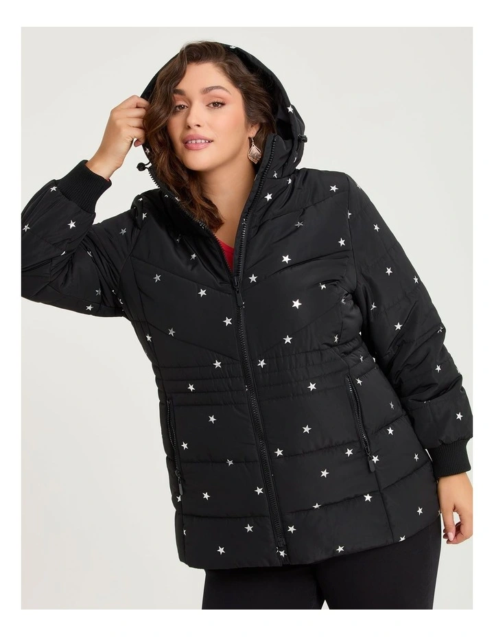 Quilted Puffer Jacket Print in Mini Star Print image 3
