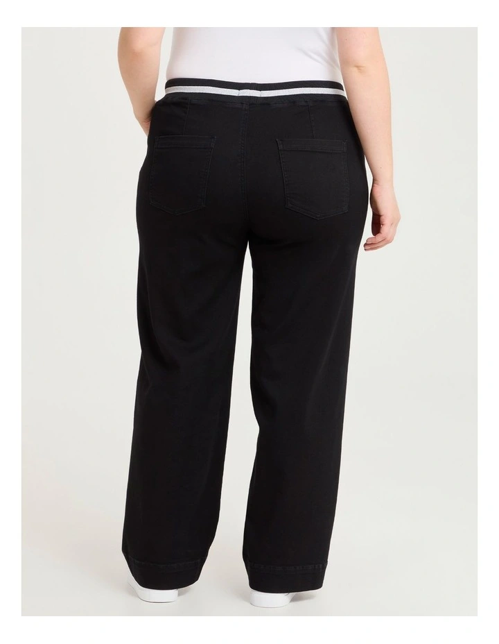 Jacquard Band Wide Leg Jean in Black image 2