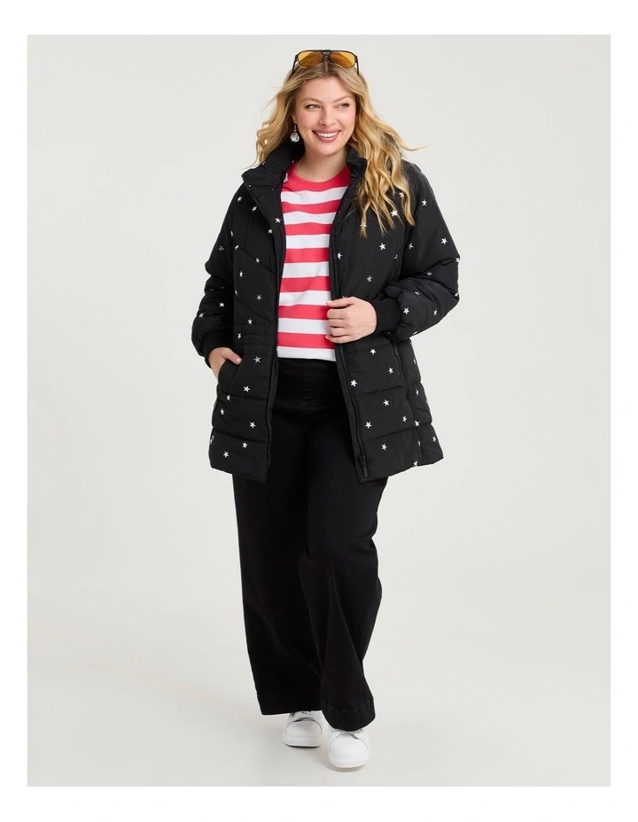 Jacquard Band Wide Leg Jean in Black image 3