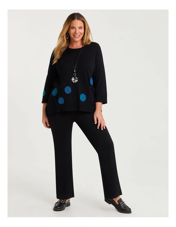 Felt Spot Natural Tulip Jumper in Black image 3