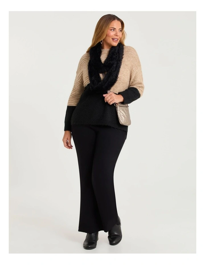 Wool Mix Colour Block Jumper Black/beige image 4