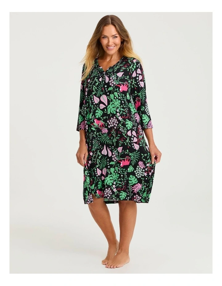 Bamboo Nightie in Midnight Jungle Print image 1